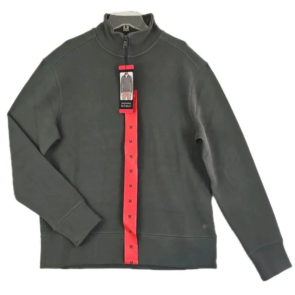 Banana Republic ~Men's Size M~ Green Cotton Blend 1/4 Zip Pullover NWT.